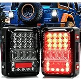 AUDEXEN LED Tail Lights Compatible with Jeep Wrangler JK JKU 2007-2018, 30W Brighter Reverse Light/Parking Light, Plug & Play