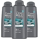 DOVE MEN + CARE 2 in 1 Shampoo Conditioner Eucalyptus + Birch 3 Count For Healthy-Looking Hair Naturally Derived Plant Based Cleansers 20.4 oz