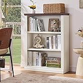 RWYHG 43" White Tall Bookshelf,3-Tier Thick Wooden Book Shelf with Adjustable Shelves,Free Standing Farmhouse Bookcase with Open Display Storage,Floor Vintage Bookshelves for Living Room,Office