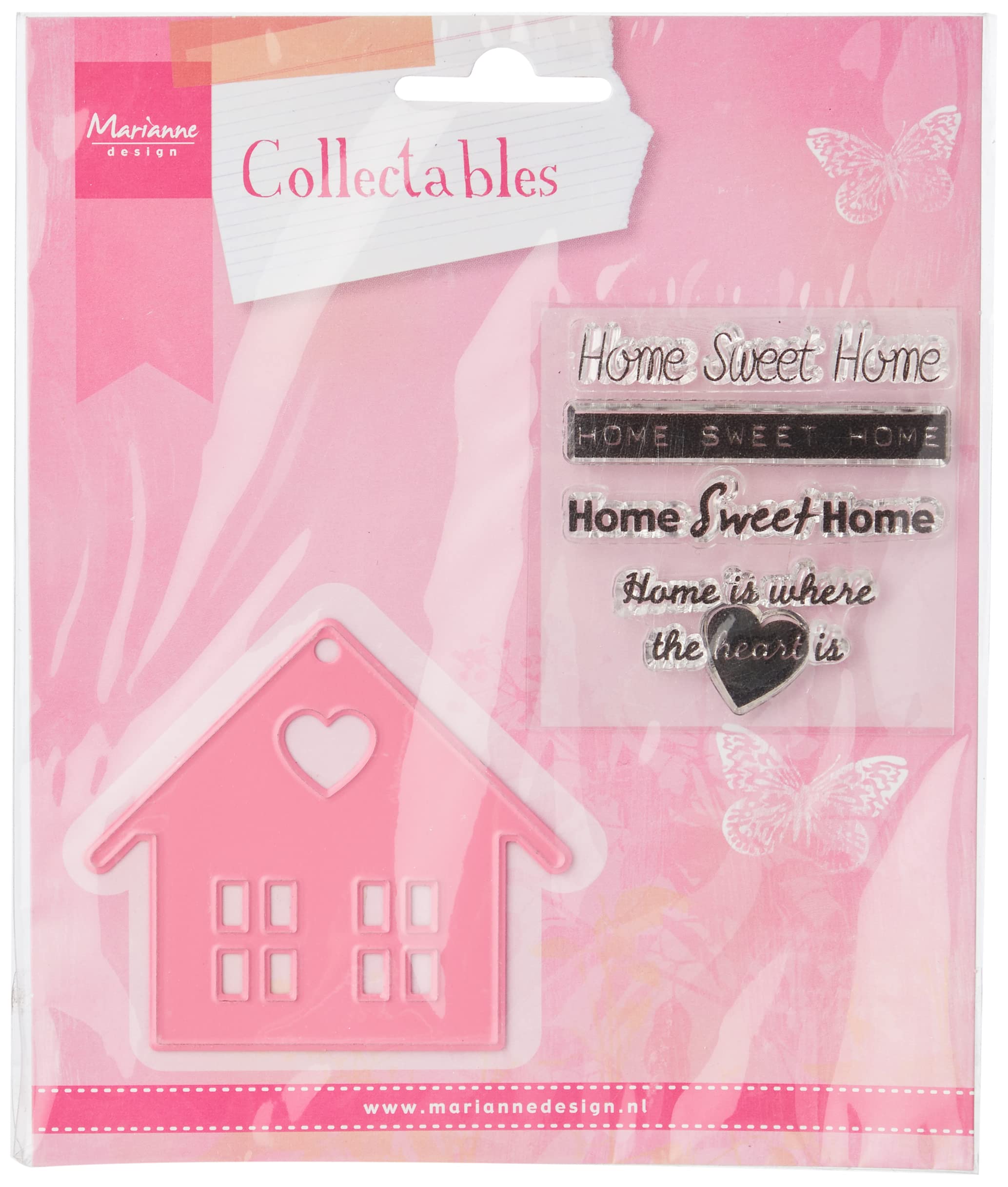 Marianne Design COL1333 Home Sweet Home Metal Cutting Dies 7 x 6 x 0.5 cm Pink