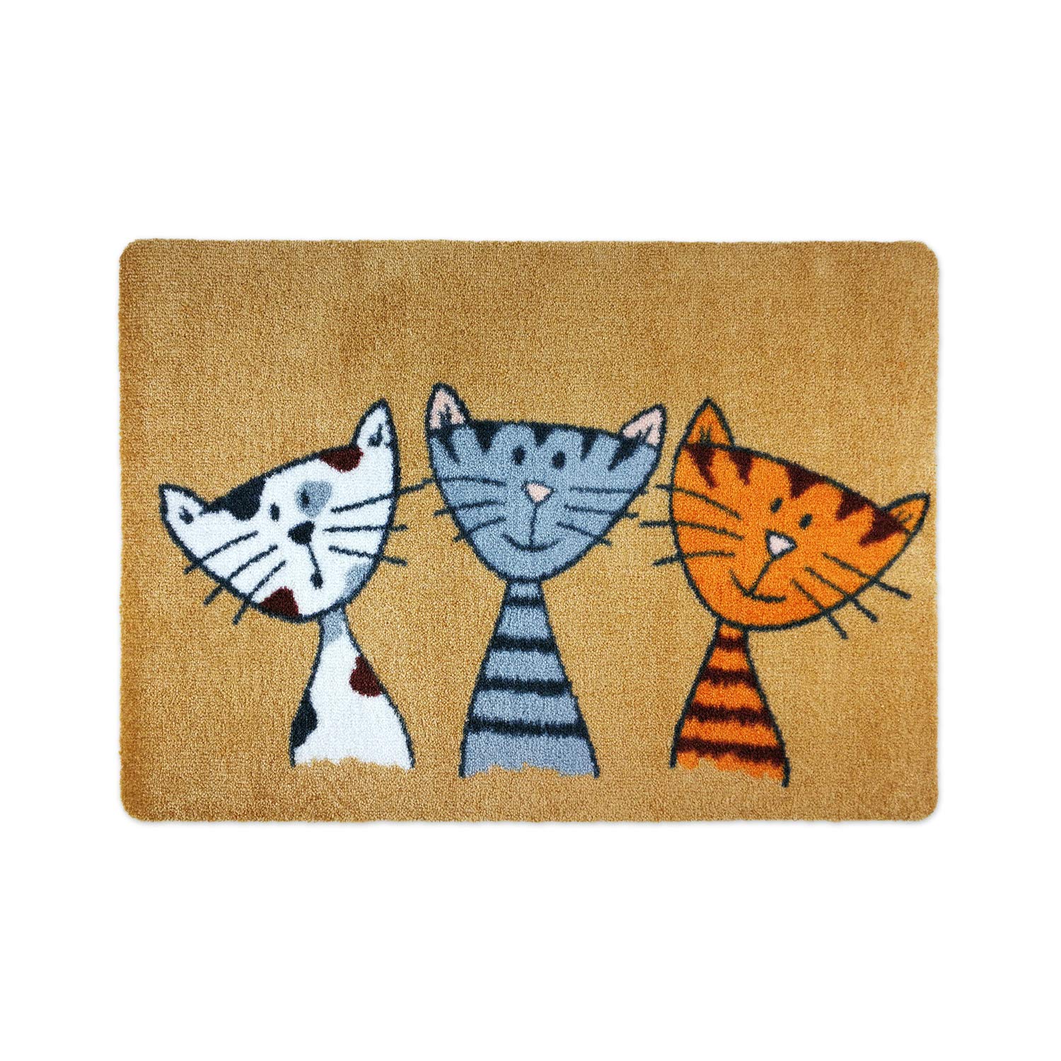 deco-mat Cat Door Mat 40 x 60 cm Beige Cat Door Mat with Cats Non-Slip Washable Doormat for Indoor Outdoor Funny Design