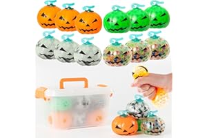 I-BEEBOO 12Pcs Halloween Pumpkin Stress Balls Toys Squishies Bulk Toys Gifts Halloween Party Favors Trick or Treat Goodie Bag Fillers Stress Relief Toys Gifts for Adults Kids
