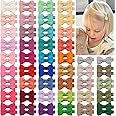 CLLOT Hair Clip 90PCS, Baby Girls Fully Lined Baby Bows Hair Pins Tiny 2' Hair Bows Alligator Clips for Infants Toddlers in Pairs