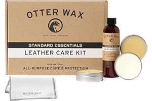 Otter Wax Leather Care Kit | 100% All-Natural Leather Care Products | Made In The USA | Includes Saddle Soap & Leather Salve | Color Safe | Ideal for Shoes, Boots, Jackets, Car Interiors