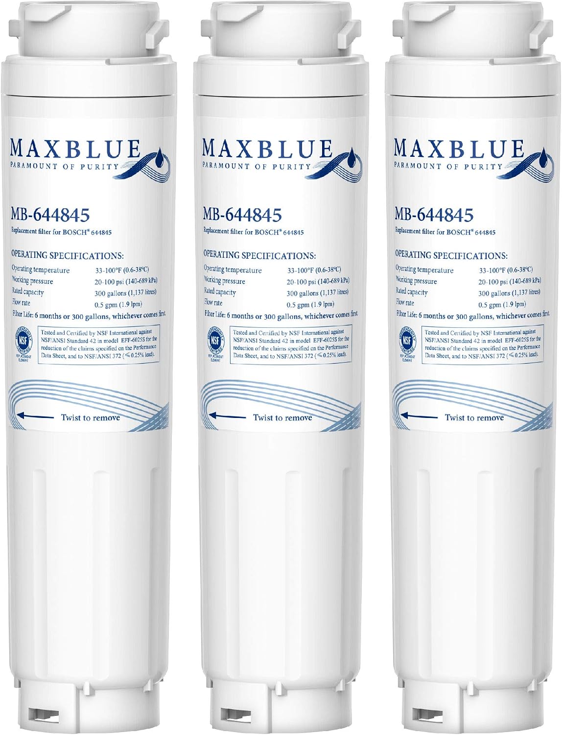 Maxblue 644845 Fridge Water Filter, Compatible with Bosch UltraClarity 644845, 00740560, 740560, 00499850, 00649379