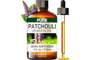 KUKKA ESSENTIAL OILS Kukka Patchouli Essential Oil for Skin & Diffuser - 4 Fl Oz - Patchouli Oil, Captivating Scent for Body Perfumes, Aromatherapy, DIY Soap Making Scents