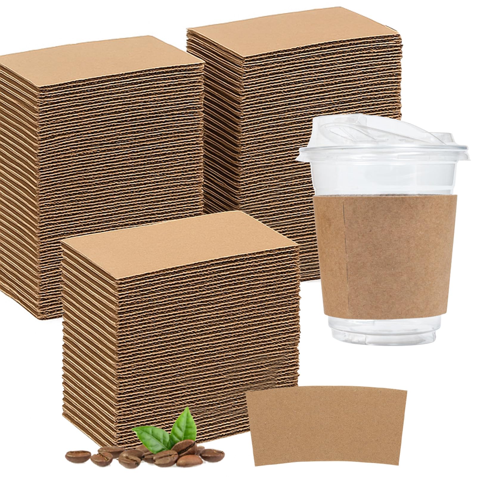 Photo 1 of 200 Pack Coffee Cup Sleeves for Cold and Hot Drinks Disposable Drink Sleeve for 10-24 oz Cups in Cafes Coffee Shops Offices