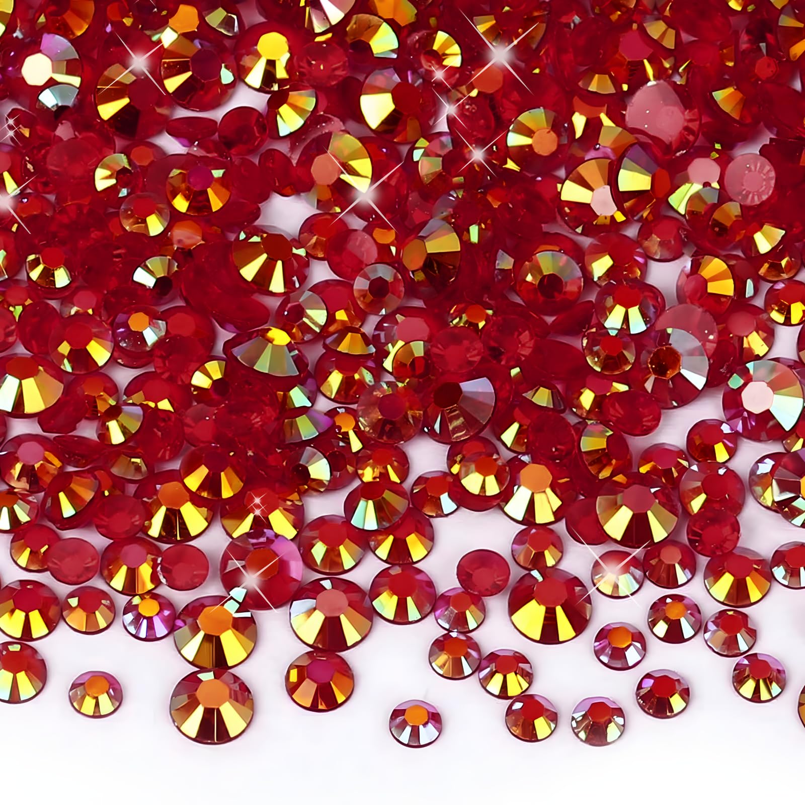 Photo 1 of 15000 Pcs Colorful Red AB Rhinestones Flatback Bulk, SS20/5mm Non-Hotfix Crystal Round Jelly Rhinestones for Crafts Makeup Nails Face Tumblers Clothes Shoes Handmade Decoration