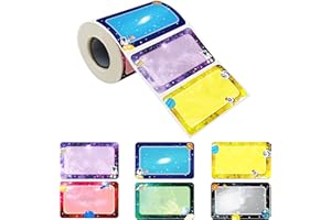 HEBAYY 300 Pcs Name Tag Label Sticker Galaxy-Themed in 6 Designs with Perforated Line for School Office Home (3.5"x2.2" Each) …