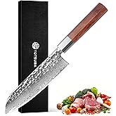 YOTSUBA 7 inch Damascus Japanese Santoku Chef Knife,High Carbon Stainless Steel Kitchen Knife,Professional Santoku Knives with Durable Ergonomic Wood Handle