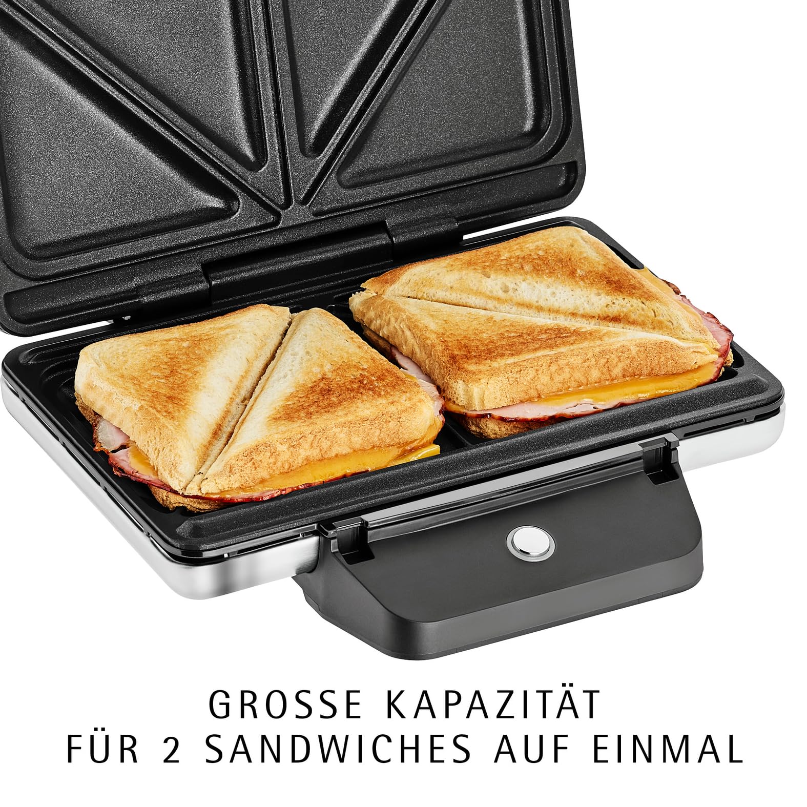 WMF Lono Sandwich Maker, Sandwichtoaster für 2 Standard- oder XXL-Toasts, Sandwichmaker, 2-stufige Höhenanpassung für mehr Füllung, edelstahl matt 2