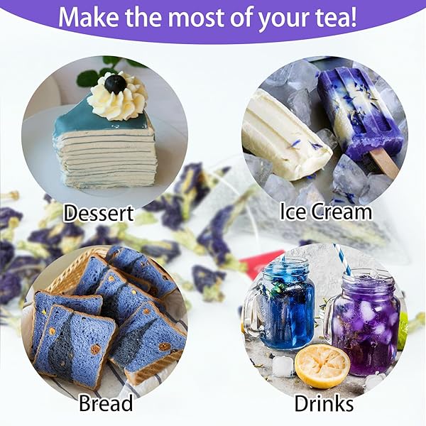 BEI CAI BUTTERFLY PEA FLOWER TEA – 1.25G X 50 COUNT – 100% PURE MADE WITH MATERIALS-CORN FIBER TEA BAG,CAFFEINE-FREE, NON-GMO (BUTTERFLY PEA FLOWER TEA)