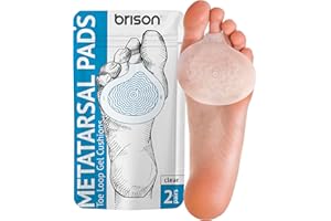 BRISON Metatarsal Pads Ball of Foot Cushions - Metatarsal Pads for Women and Men - Soft Gel Foot Pads Metatarsal Foot Forefoot Cushioning Foot Pain Relief - 2 Pairs