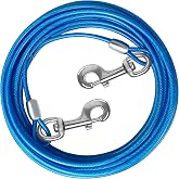HaiYUAN Dog Tie Out Cable, Dog Runner Cable | 10/15/20/25/30/50 FT Steel Cable with Sturdy Clips, Suitable for Yard Outdoor Use, Holds Large Dogs up to 165 Lbs