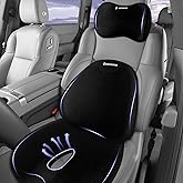 GEEYONTEK Car Seat Cushion and Lumbar Support Headrest Pillow Mesh Cover Memory Foam Ergonomic Car Cushion Back Neck Support Pillow Sciatica & Back & Tailbone Pain Relief Pillow Black