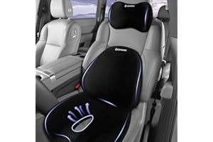 GEEYONTEK Car Seat Cushion with Lumbar Support & Neck Pillow kit Back & Tailbone Pain Relief Pillow Ergonomic Memory Foam Car Pillow for Driving Seat/Office Chair/Truck Black