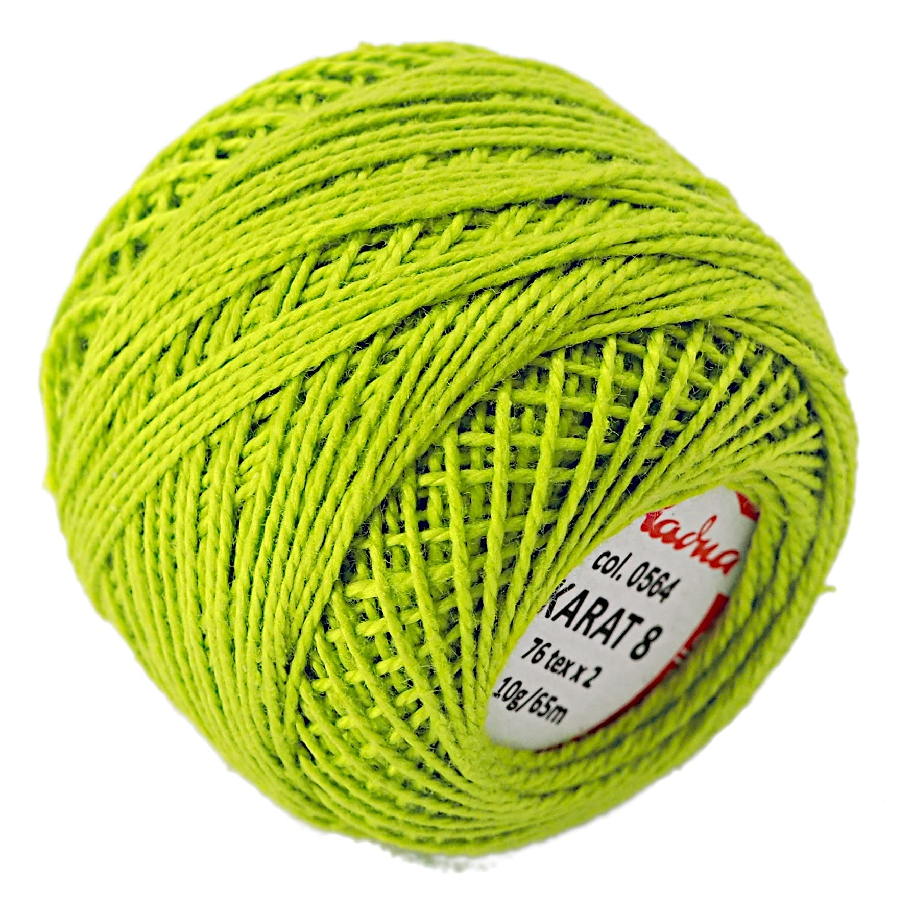 Cotton Crochet Embroidery Yarn 71yd/65m Quality Ball 0.35oz/10g Thread Floss Size 8 (Lime 564)