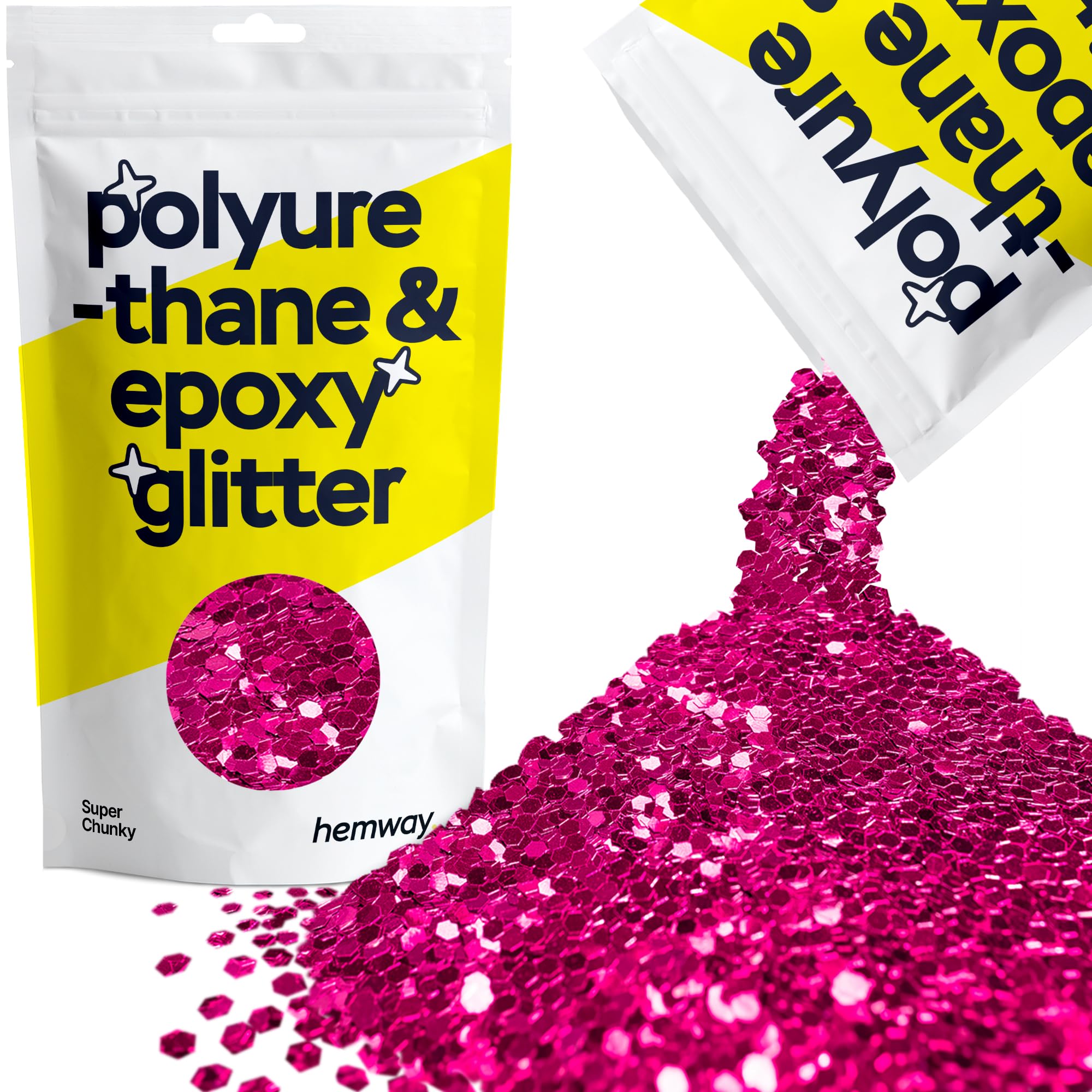 Hemway Resin Glitter Dark Rose Pink 100g Super Chunky | Polyurethane & Epoxy Glitter for Resin Crafts, Tumblers, Coasters, Floor & Table Art