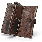 Women's RFID Blocking Genuine Leather Wallet Vintage Hand Rubbing Wallets Organizer | RFID Blocking, Vintage, Hand Rubbing, Organizer