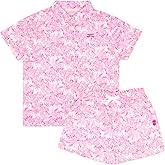 Tommy Bahama Girl's 2-Piece Matching Set - Short Sleeve Button-Down Floral Print Shirt & Shorts - Summer Outfit for Kids