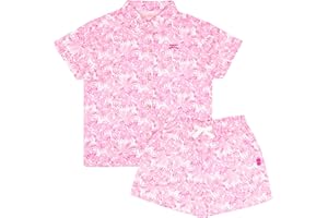 Tommy Bahama Girl's 2-Piece Matching Set - Short Sleeve Button-Down Floral Print Shirt & Shorts - Summer Outfit for Kids