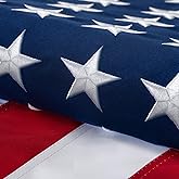 Cotton American Flag 5x8 Ft for Outside, TearProof Heavy Duty Fabric, Embroidered Stars, Sewn Stripes, Brass Grommets US USA Best Indoor Outdoor Flags