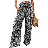 Angerella Womens Elastic High Waisted Palazzo Pants Casual Wide Leg Long Lounge Pant Trousers with Pocket