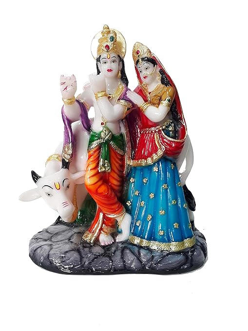 Buy Interior Point Colourful Radha Krishna Statue with Cow Online at Low Prices in India Amazon.in
