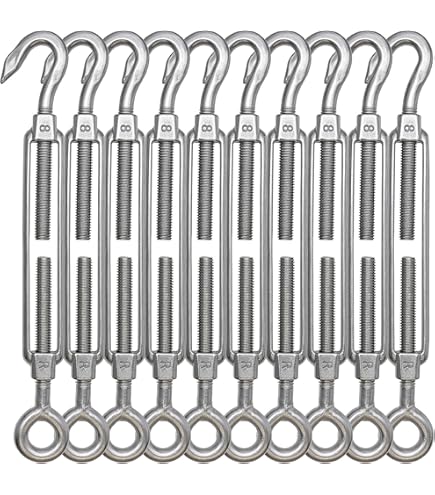 8 Turnbuckle, 4 Pcs Turnbuckle Hook, 304 Black Stainless Steel Turnbuckle, Turnbuckle Heavy