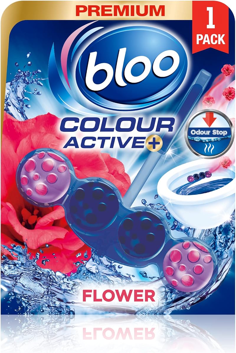 Bloo Colour Active Toilet Rim Block Fresh Flowers Anti-Limescale 4-Function