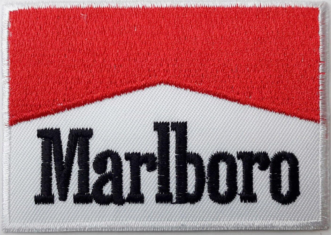 Marlboro Red & Black Form Embroidered Badge Patch Iron or Sew on 8.5cm x 6cm