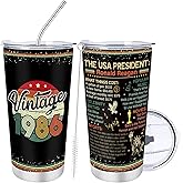 Hamdwerk 40th Birthday Gifts for Men Women 40 Year Old Gifts Idea for Him Her, 20oz Vintage 1986 Tumbler with Lid Straw, Turning 40th Happy Birthday Presents for Husband Wife Dad Mom Boss Coworker