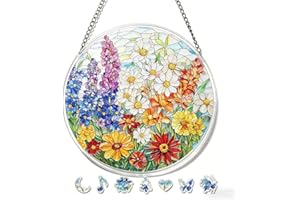 Acrylic Puzzles Suncatcher Window Hanging - 83 Pieces 7.4 Inch Stained Glass Sun Catcher Puzzle Farmhouse Decorations for Hom