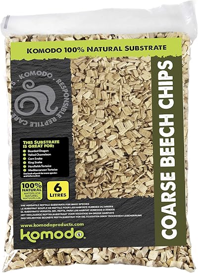 Komodo Coarse Beech Chips Substrate for Reptiles 6L Premium Bedding