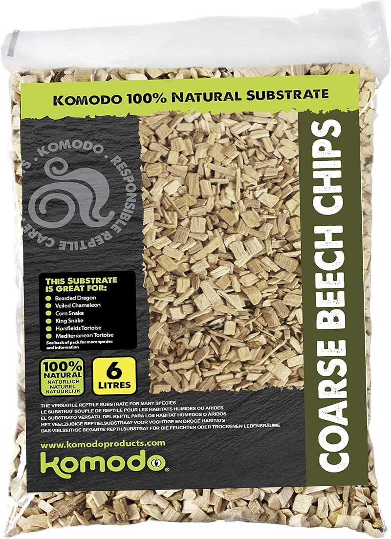 Komodo Coarse Beech Chips Substrate for Reptiles 6L Premium Bedding
