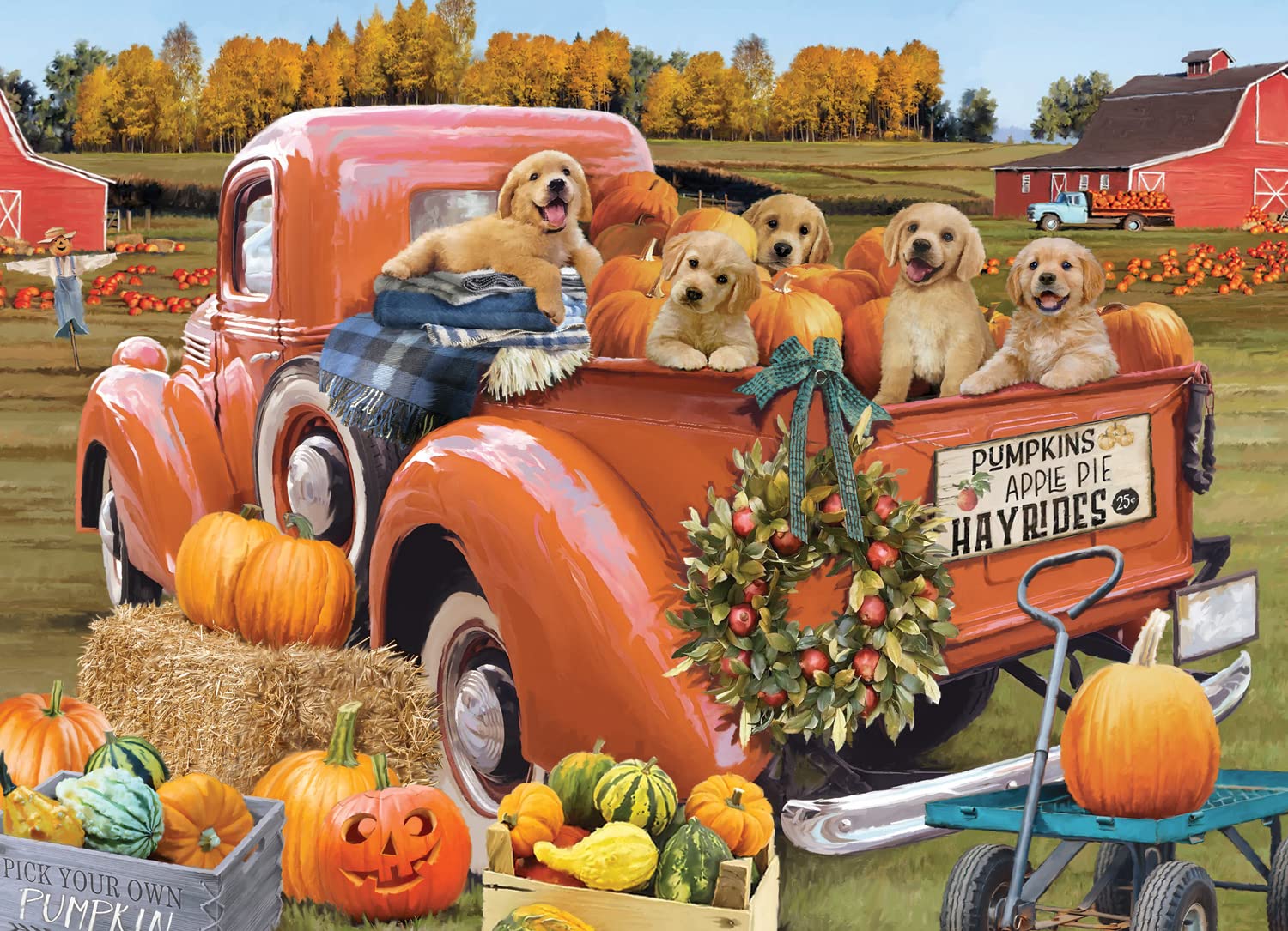 Vermont Christmas Company Autumn Puppies Jigsaw Puzzle 1000 Piece by
