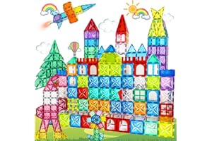 Paaxido Magnetic Tiles, 100PCS Magnetic Blocks Set, 4D Diamond Magnet Building Blocks, STEM Preschool Educational Magnet Toys Gift for Kids, Boys and Girls 3 4 5 6 7 8+ Year Old