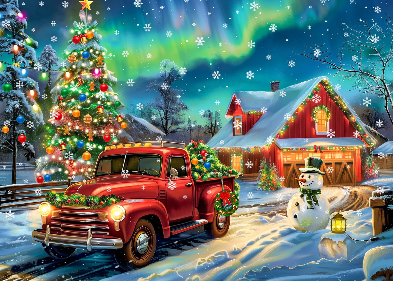 Christmas Jigsaw Puzzles 1000 Piece for Adults, Aurora Christmas Eve Christmas puzzle adults 1000 piece puzzle for Seniors, Christmas Holiday Puzzles