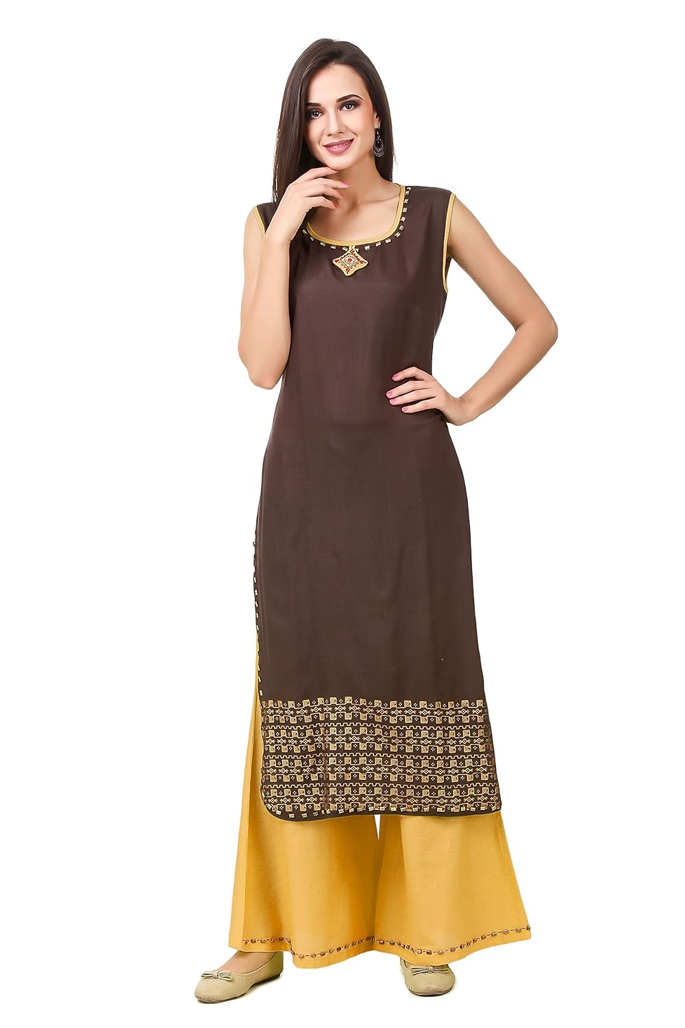 sreshee women's premium cotton designer kurti with palazzo pants set