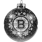 NHL Large Ball Ornament, Clear Glass with Glitter Inside (Boston Bruins)