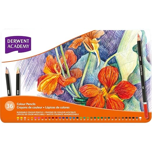 title=Derwent Academy Colouring Confezione da 36 Matite in Scatola di Metallo