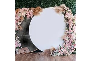 HTPER 6.5ft White Round Backdrop Cover for 6.5/6.6ft Circle Arch Stand, Wrinkle Free Circle Background Cover for Wedding Baby Shower Birthday Photography Party Arch Background