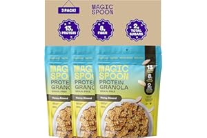 Magic Spoon Protein Granola - High Protein Granola, Keto Friendly, Low Sugar, Grain Free, Healthy Breakfast or Quick Snack (3 bags of Honey Almond)