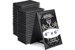 Gerrii Leatherette Table Tents Black PU Leather Menu Covers Bulk Double Sided Frame Menu Sign Holders 2 Side Menu Folders for Restaurant Coffee Cafe Bar Wedding Drink Dessert (40 Pack,4 x 6 Inch)