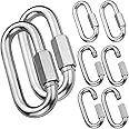 AKOLAFE 8 Pack Quick Link M6 Stainless Steel Oval Locking Carabiner Heavy Duty 1/4 Inch Carabiner Clips 620lbs Capacity Quick Chain Links for Camping, Hiking, Swing, Hammocks, Outdoor and Gym