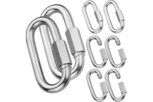AKOLAFE 8Pack Quick Link, Stainless Steel Oval Locking Carabiner, Heavy Duty 1/4Inch Carabiner Clips, 620lbs Capacity Quick Chain Links for Camping, Hiking, Swing, Hammocks, Outdoor and Gym