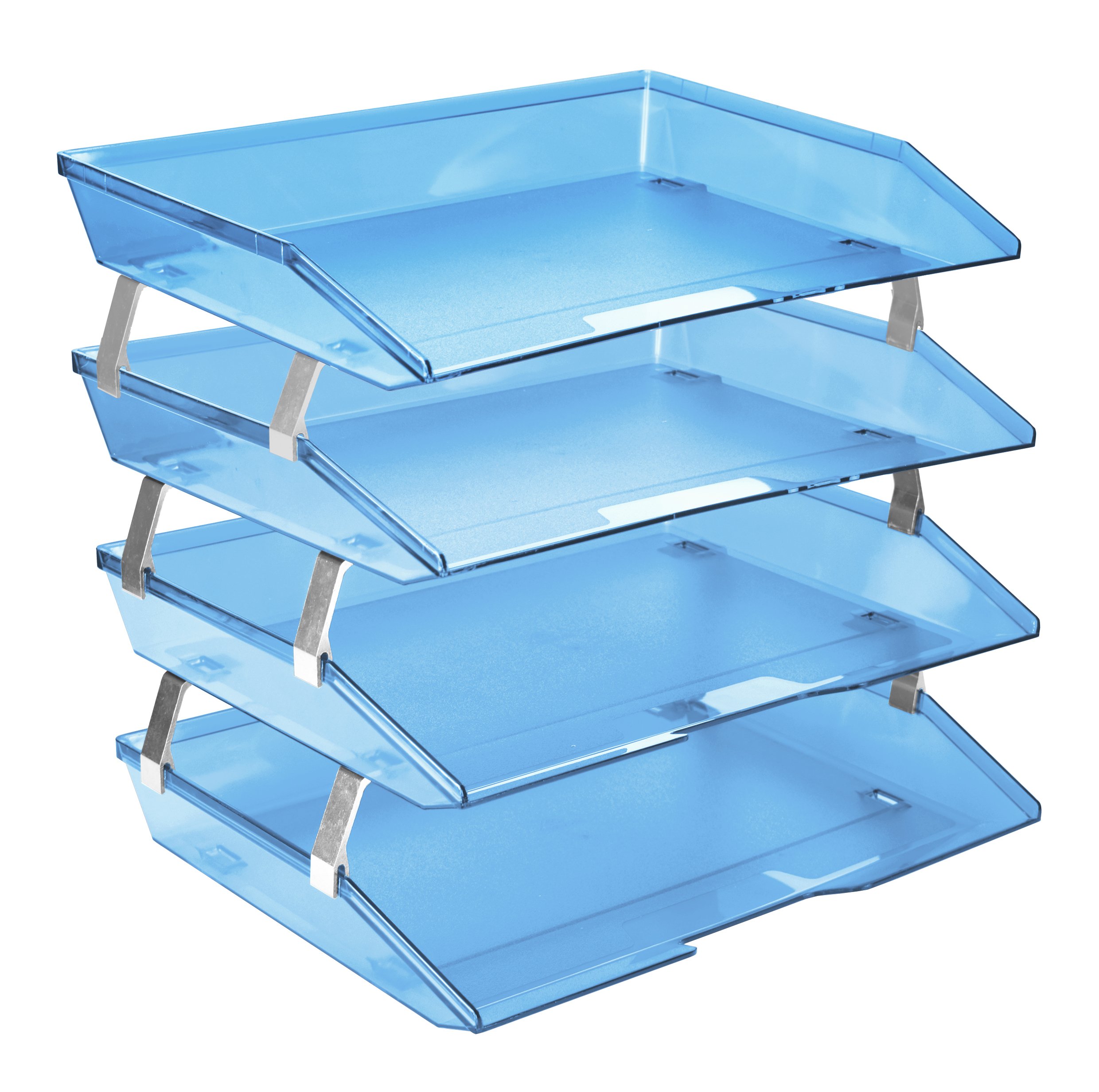 Acrimet Facility 4 Tier Letter Tray, Side Load, Letter Size/A4, Desktop File Organizer, Plastic (Clear Blue)