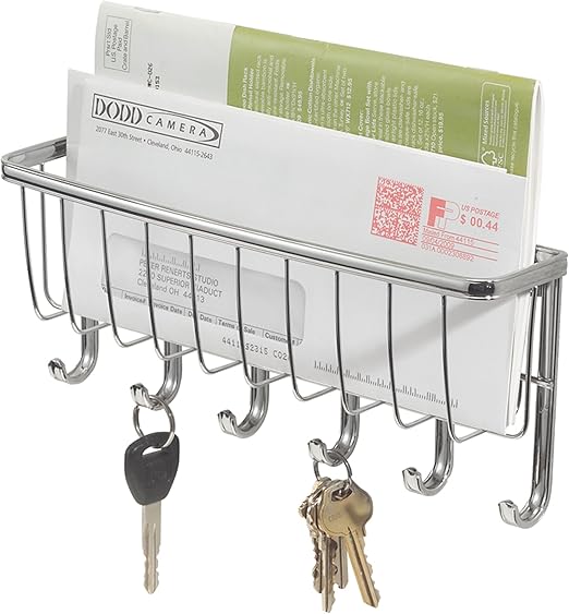 iDesign WallMounted Letter Rack, Metal Key Holder for Wall with 6