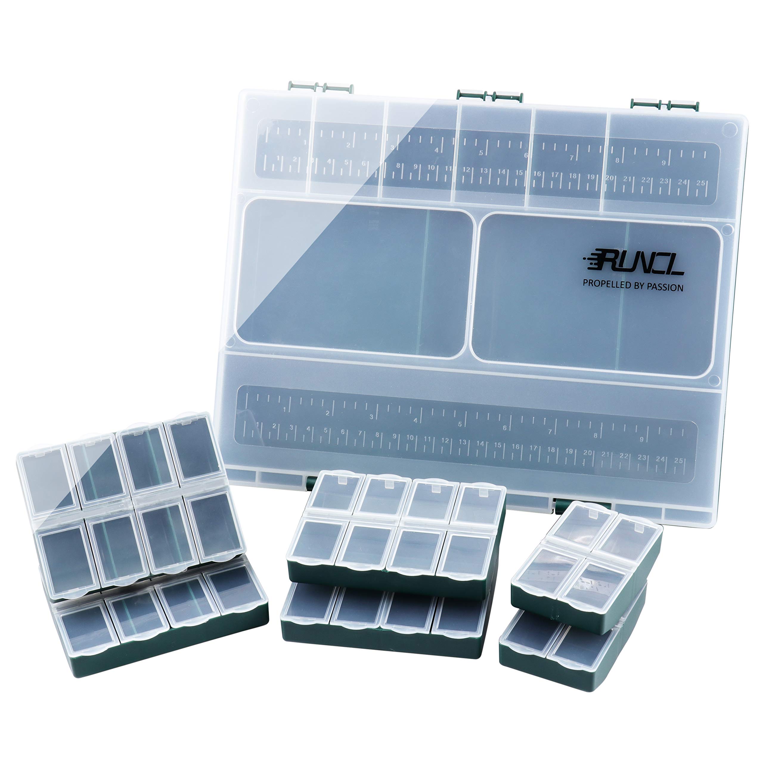 RUNCL Fishing Tackle Box, Fishing Tray Tackle Boxes 11.45" L x 9.45" W