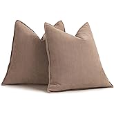 ZWJD Khaki Pillow Covers 22x22 Set of 2 Chenille Throw Pillow Covers with Elegant Design Soft and Luxurious Decorative Throw Pillows for Couch, Bed, and Home Decor